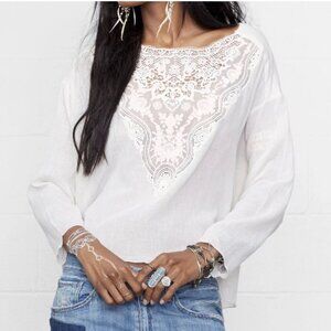 Denim & Supply Ralph Lauren Crochet Lace Embroidered Romantic Dolman Sleeve